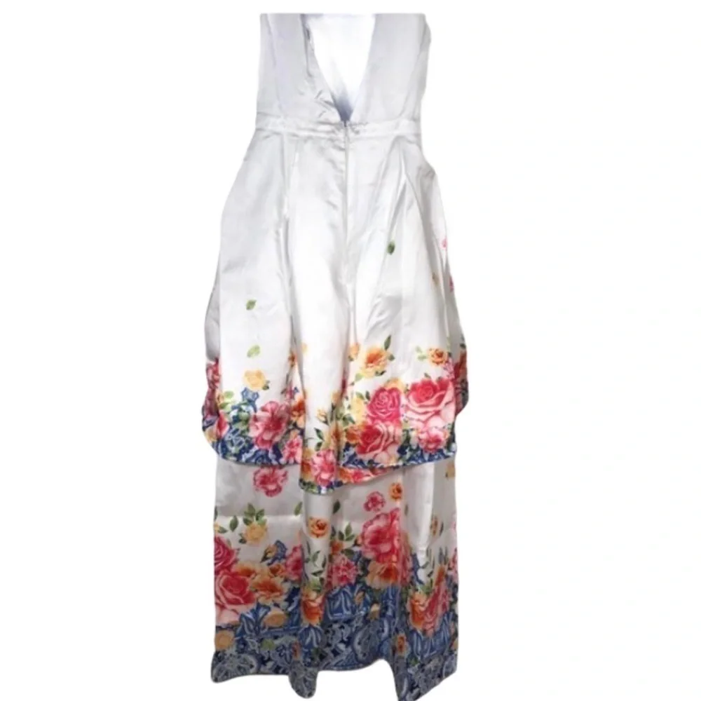 Floral Maxi Dress Party Gown Size L New